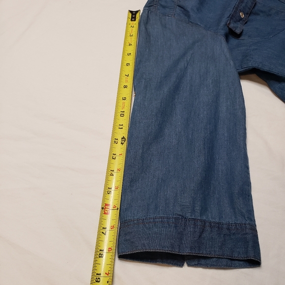 Apple Bottoms Blue Denim Button-Up Shirt Womens Size XL Y2K Streetwear Glitter - Picture 7 of 7